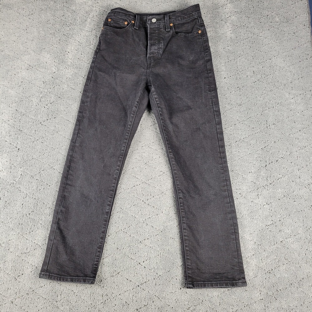 Levis Jeans Womens 29 Black Wedgie Straight Button Fly High Rise Stretch Denim
